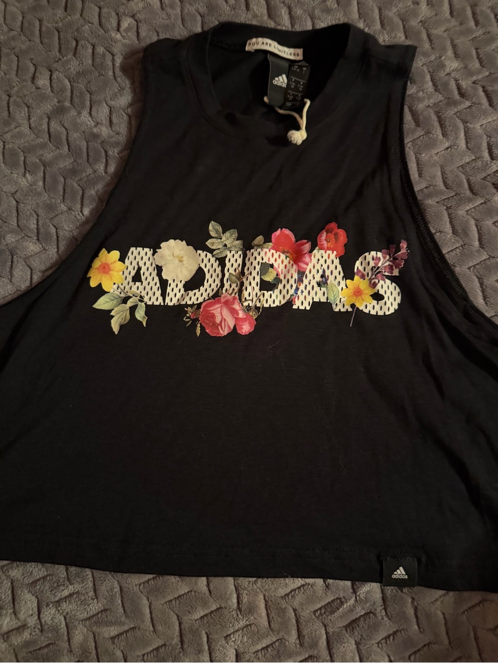 Adidas Black Floral Logo Women's Tank Top